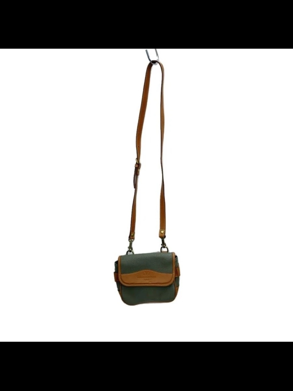 Valentino Garavani Green and Tan Leather-Trim Crossbody Bag